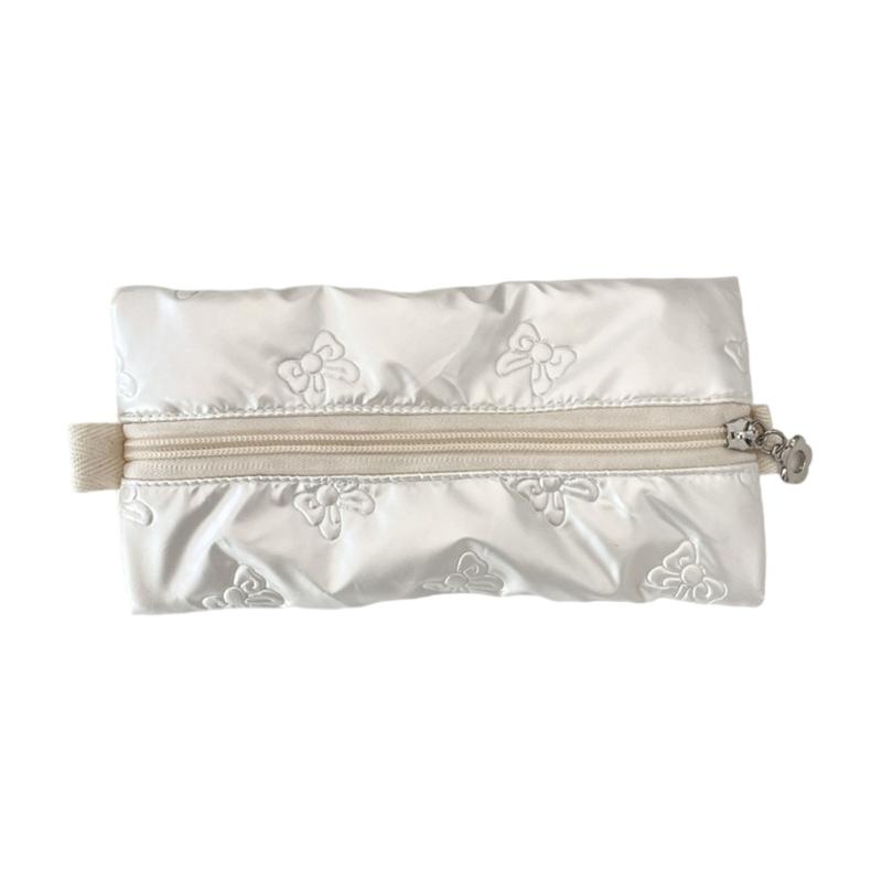 Geantă Stilou de Capacitate Mare Imprimeu Fundă Etui pentru Creioane Culoare Metalică PU Etuiuri Stilou Organizatoare Portabile Stilou Geantă de Machiaj pentru Călătorie