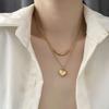 French Fashion Love Heart Double Layer Titanium Steel Clavicle Necklace For Women