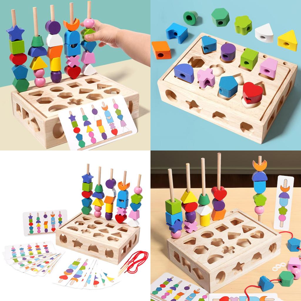 Wooden Shape Matching Building Blocks With Sensory Play For Toddlers