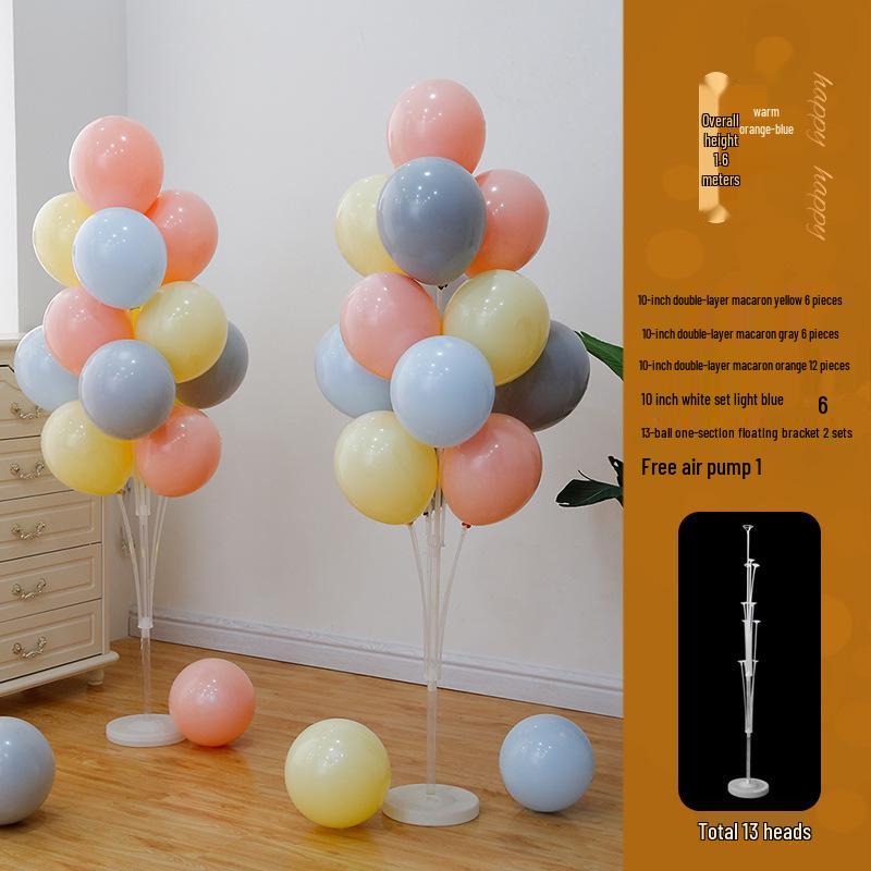 Anniversary & Birthday Balloon Column Decorations: Event Scene Layout with Floor and Background Balloons