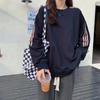 Autumn and Winter Sweatshirt Women Loose Striped Splicing Long Sleeve Tops Casual Versatile Female Winter Clothes Women
