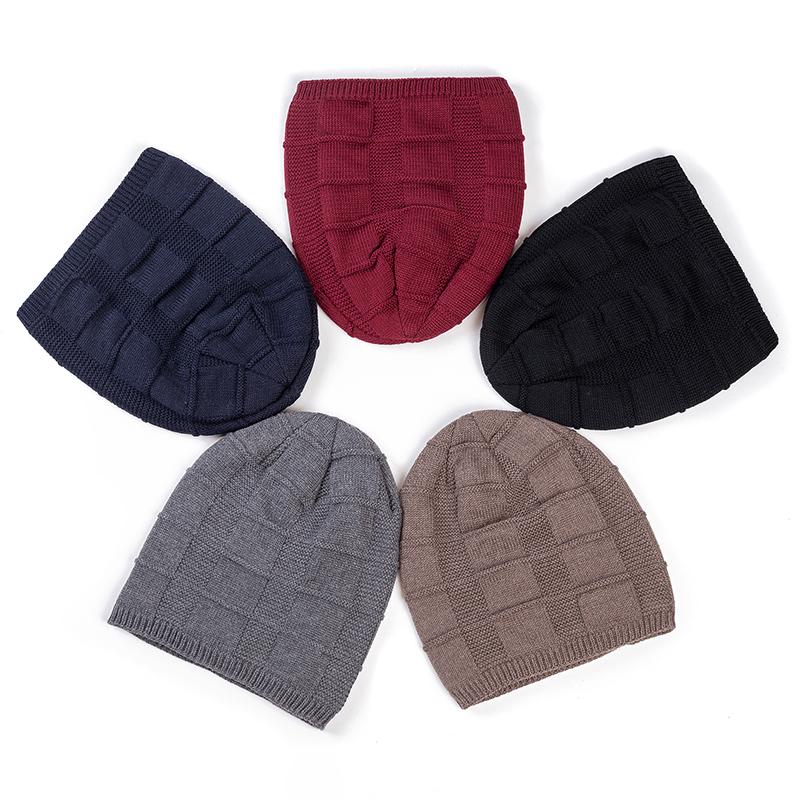 Hats New Winter For Stylish Men Women Slouchy Warm Ski Beanie Hat Plain Pattern Design Add Fur Lined Thick Knitted Hat Bonnet Cap