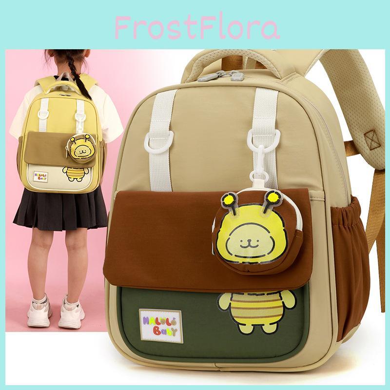 Childrens Bee Pattern Cartoon Backpack With Curved Shoulder Straps For School And Kindergarten