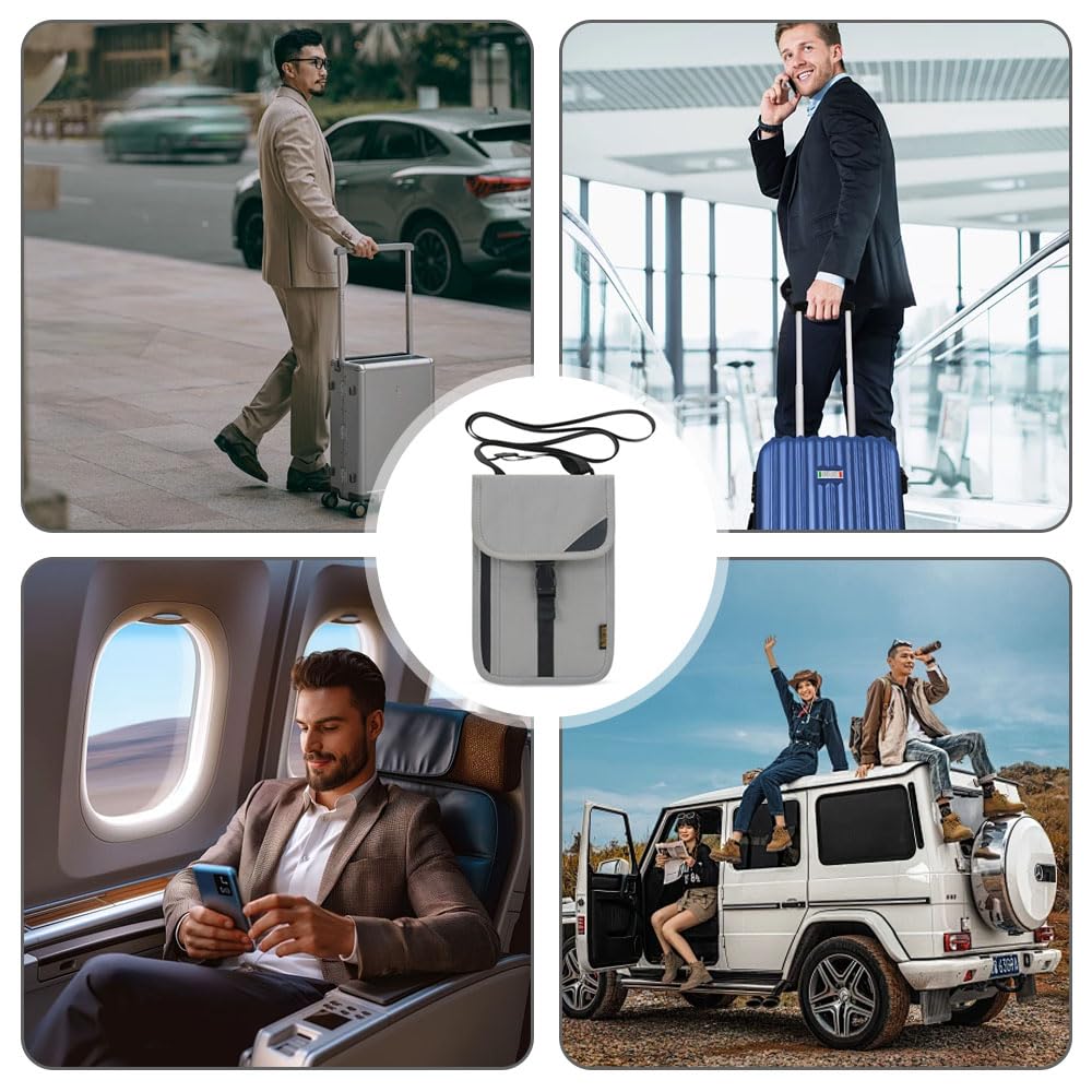 Passport Passport Bag with Storage Valuables Neck ID Card Clutch Travel Unisex [MNWMNW] Anti-Skimming Case, Ultra-Lightweight, Multi-Function Clasp,