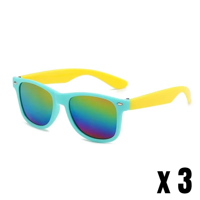 3PCS/Pack Boys Girls Contrasting Colors Square Sunglasses Eyewear Kids Summer Beach Outdoor UV Protection Sun Shades Eyeglasses
