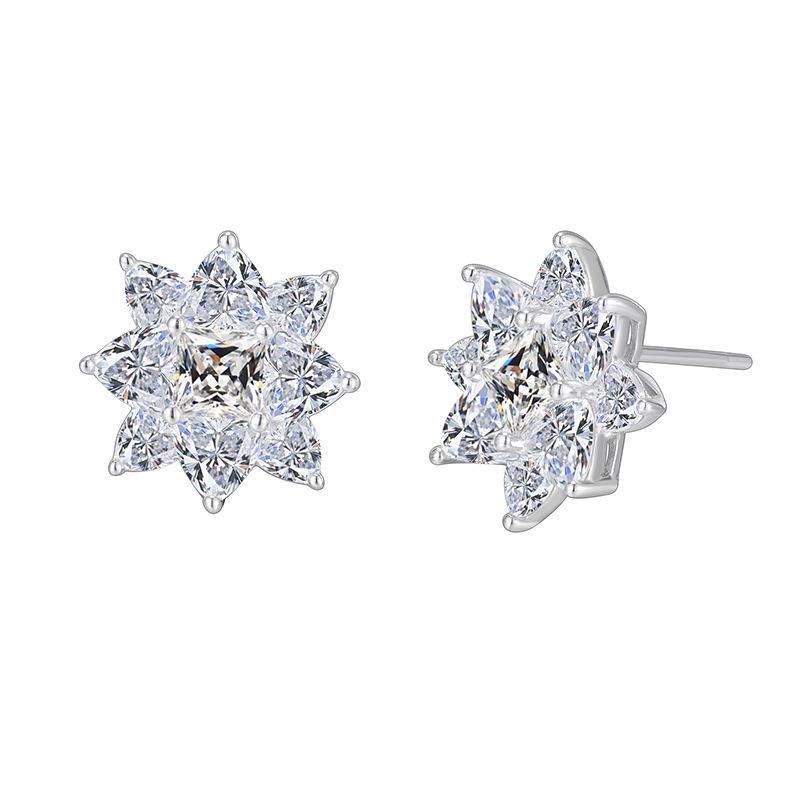 

Sparkling Zircon Snowflake S925 Sterling Silver Stud Earrings - Elegant Women s Luxury. 925 Silver