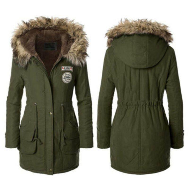 New Women's Warm Cotton Jacket With Fur Collar Hooded Parka For Winter