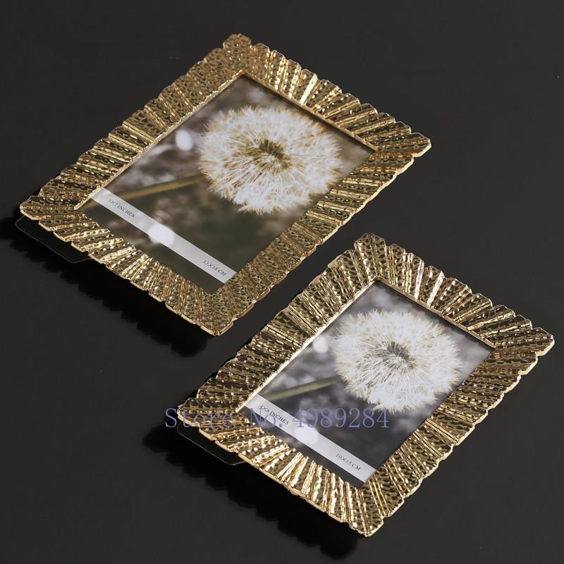 Metal Golden Photo Frame Retro Handmade Photo Storage Display Home Living Room Bedroom Photoframe Decoration Wedding Family