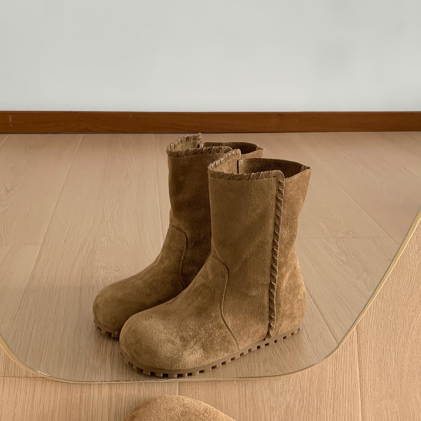 

Khaki Maillard inner heightening flat boots children 2025 new autumn small slim retro Birkenstock short boots 40 хаки