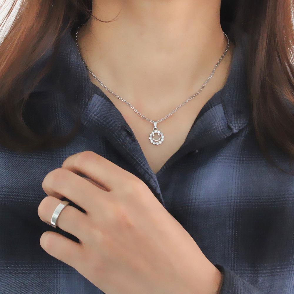 2022 Smiley Face Diamond Pendant Necklace, Stainless Steel Ins Style YS8