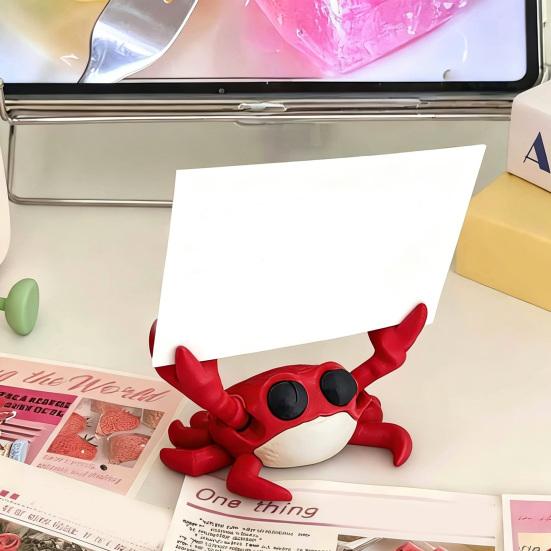 Business Card Holder 3D Printing Holder, Cute Crab Shape, Stable Cartoon Desk Accessory Non-Tip Organizer, for Office Home Desktop Storage Display