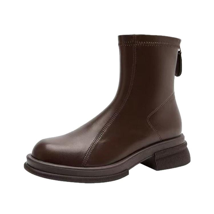 Retro style short boots women's autumn and winter thin small ankle boots thick-soled fried street Martin boots