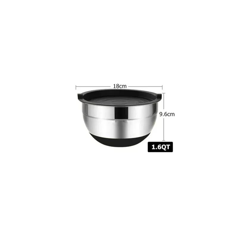 Multiple sizes Stainless Steel Basin Salad Bowl Egg Beater Bowl Silicone Base Thick Cooking Basin Salad Basin Baking Mixing Bowl