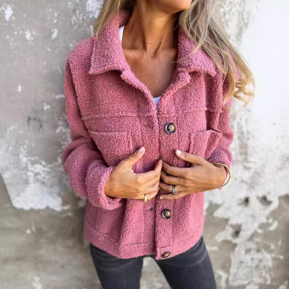 2024 Autumn/Winter Turn-Down Collar Single-Breasted Lambswool Coat
