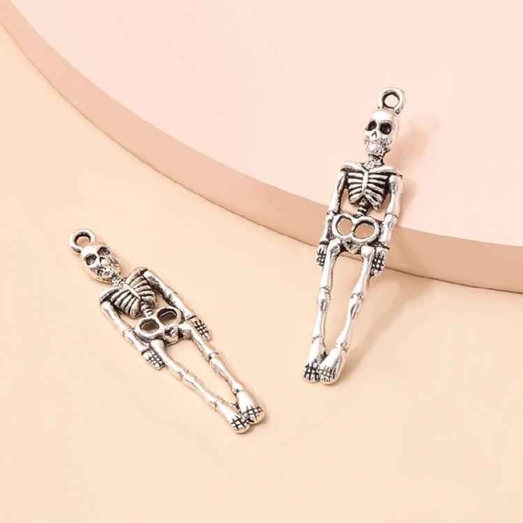 10x Silver Skeleton Halloween Jewelry Making Accessory for DIY Necklace Bracelet