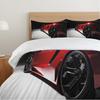 Red Cool Car Steering Wheel Three-piece Digital Printing Bedding Set Bed Cover