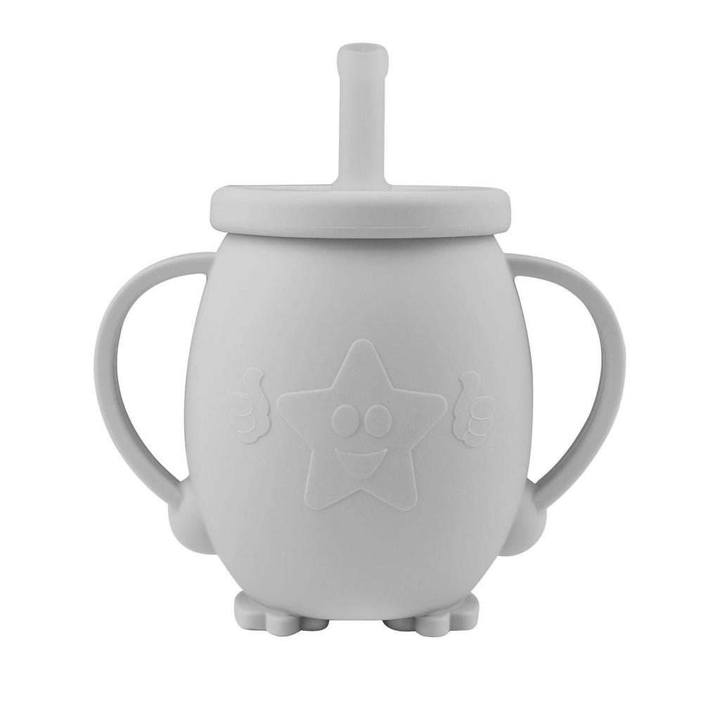 Silicone Toddler Training Cup with Straw Lid, Anti-fall Design