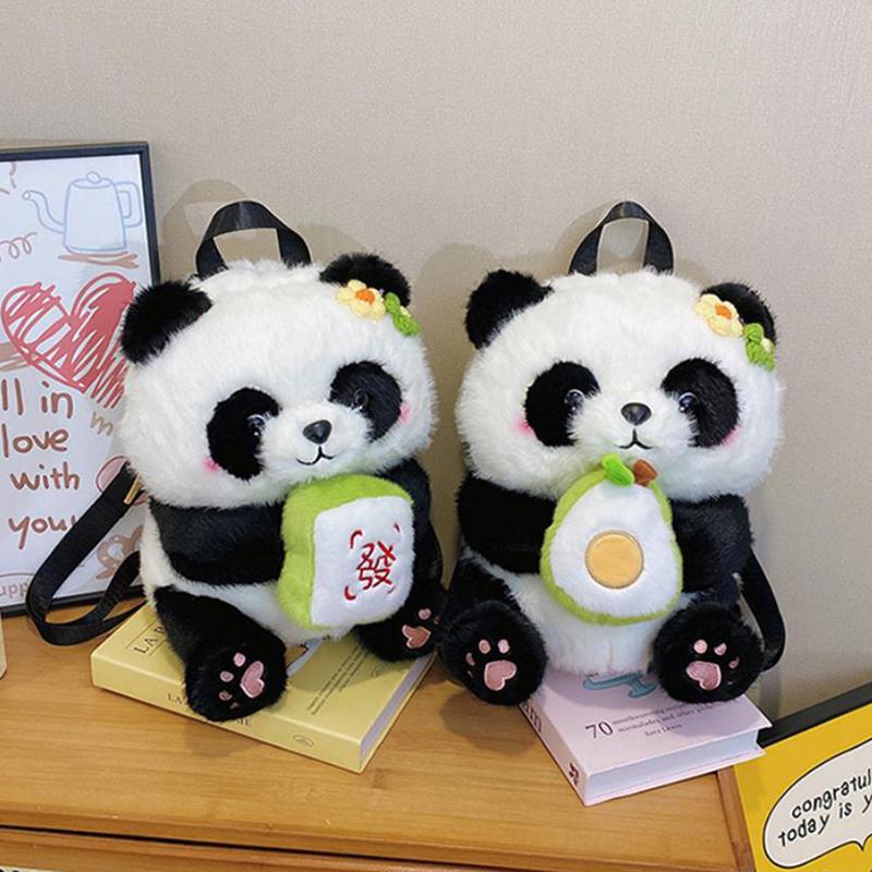 Cartoon Panda Plush Large Capacity Multi Purpose Backpack Student Children Comfort Schoolbag