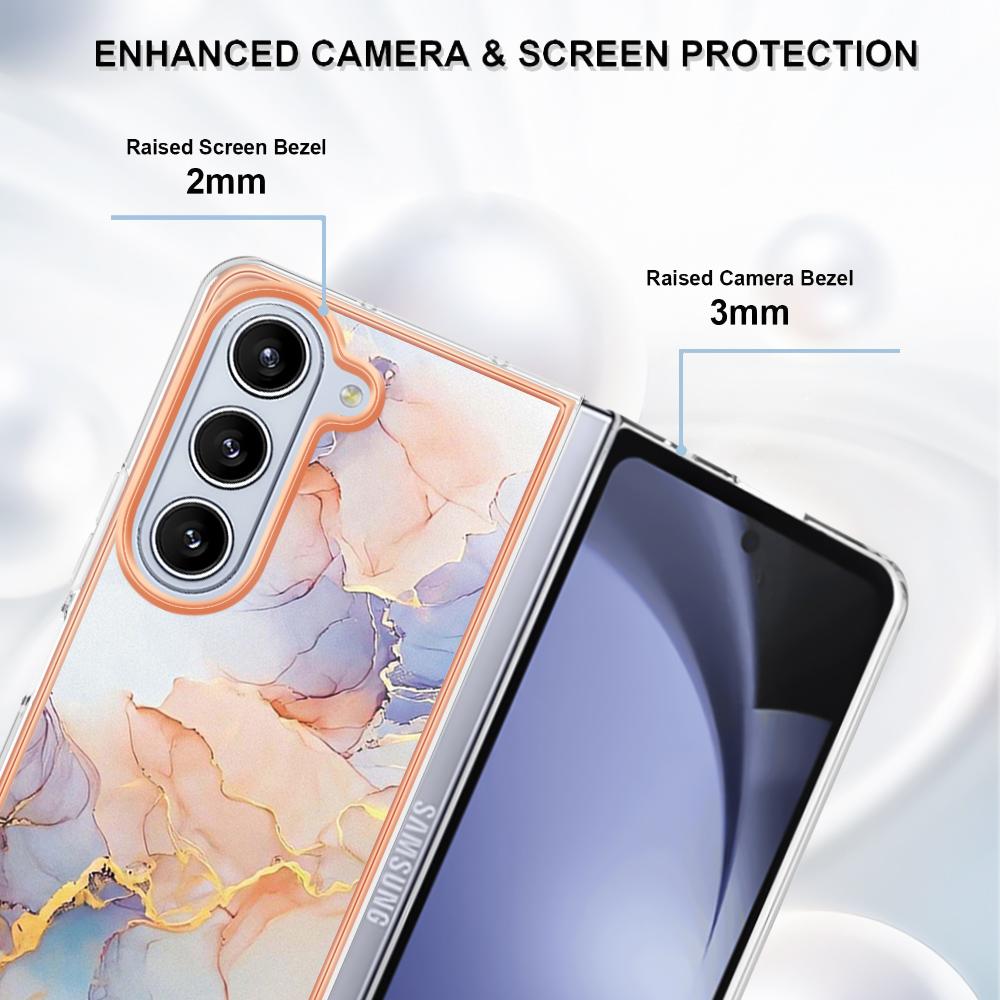 For Samsung Galaxy Z Fold5 5G Case with IMD Marble Flower Pattern TPU Mobile Back Cover