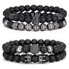 8Mm Black Matte Crown Bracelet Hexagonal Zircon Inlaid Four-piece Bracelet Gold Crown Black Matte Bracelet