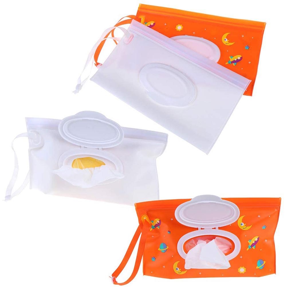 2Pcs Portable Wet Wipes Dispenser Holder Wipes Bags Case Pouch Reusable Refillable Travel Wipes