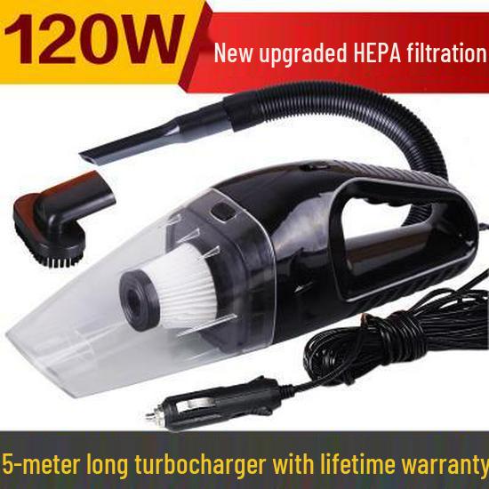 

120W High-Power Wet & Dry Car Vacuum Cleaner with HEPA Filter чёрный
