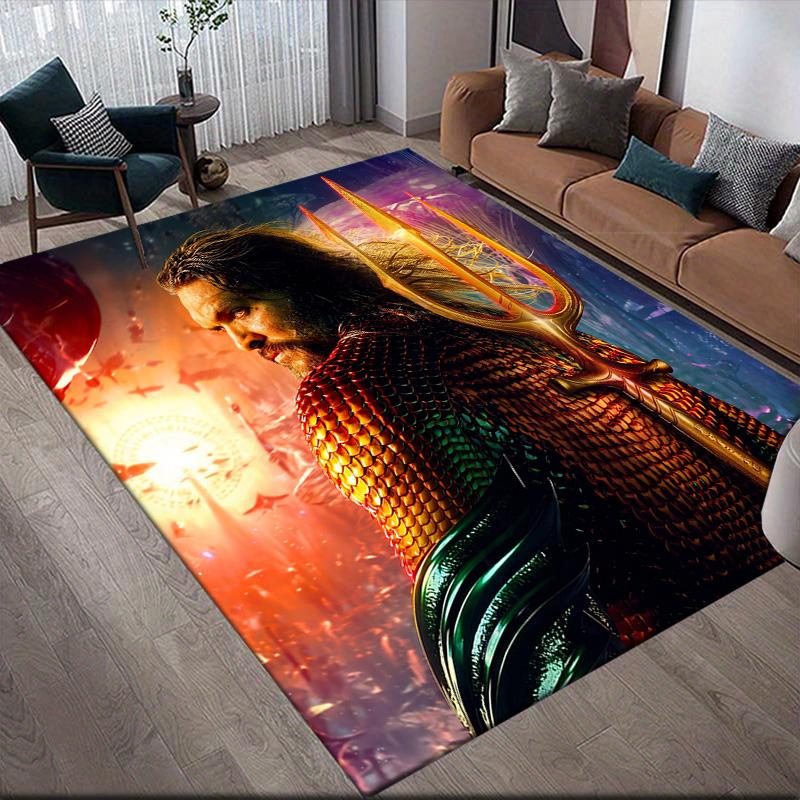 Neptune Trident Anti-Slip Rug, Rectangular Carpet for Sofa Zone & Game Room Decor