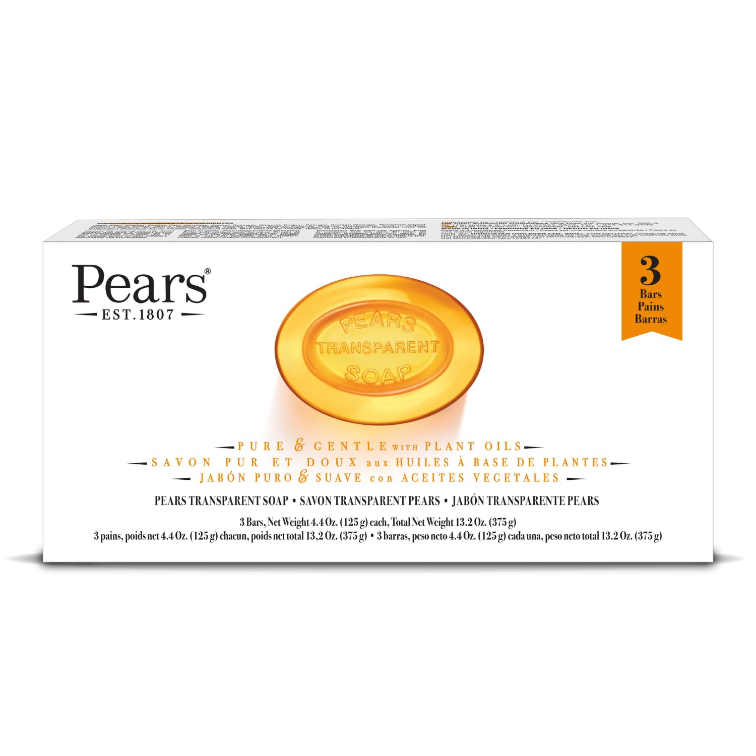Pears Original Glycerin Soap Bar - Pure & Gentle Glow | With 98% Pure Glycerin | For Hydration & Glow | With Plant Based Cleanser for Skin & Body | Pa