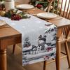 Christmas Snowman Bird Snow Tree Linen Table Runner Party Decor Winter Holiday Kitchen Dining Table Runner Christmas Decorations