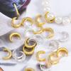 2 Pcs/lot Rhinestone Inlaid Crescent Shaped Copper Spacer Beads Star Series DIY Necklace Earrings Jewelry Clothing Accessories