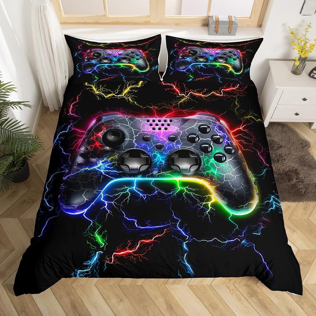 Lightning Duvet Covers for Kids Teens Queen Lightweight Down Quilt Covers Bedroom Decor 2 Pillowcases 1 Duvet Cover No Comforter