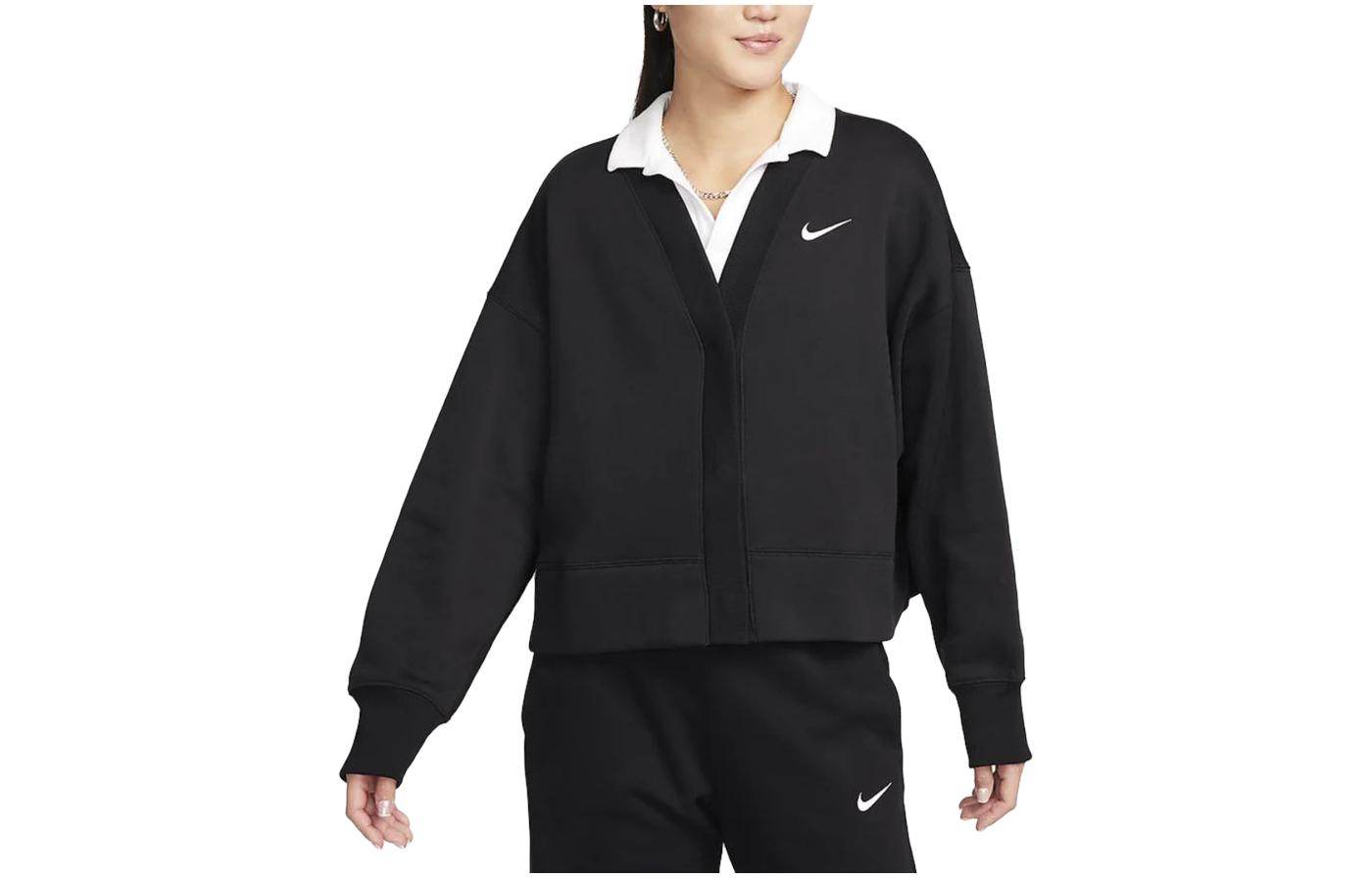 

Nike Knitwear Women s Black V Neck Thickened And Fleece Lined Cardigan FB8773-010 XL