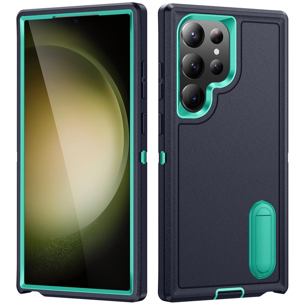 Phone Case with Bracket, Three Proof Phone Case with Dust Plug, for Samsung Protective Case Soft Shell