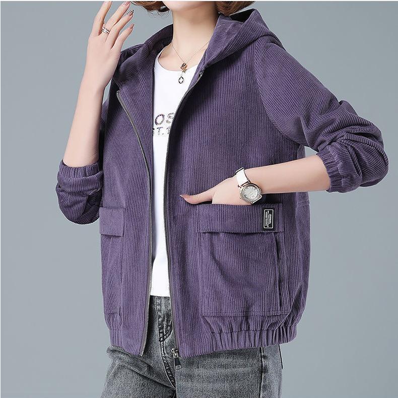 Corduroy Jacket Women's Thickened Winter Clothes Spring and Autumn Clothes Loose Short Top
