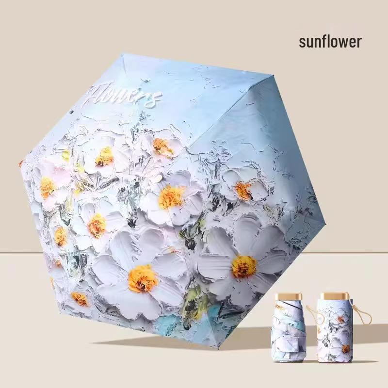 Mini Portable Sun & Rain Umbrella: Anti-UV Black Glue Parasol for Women