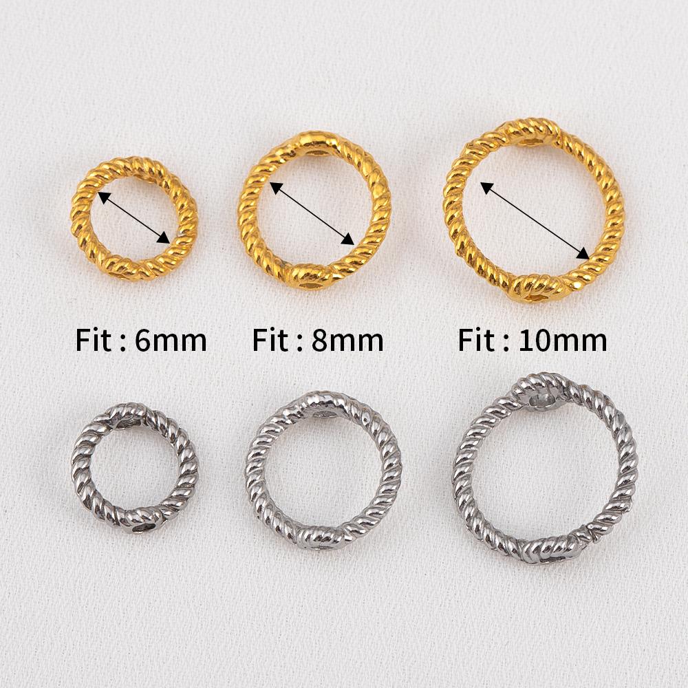 5pcs Stainless Steel Lace Beads Set Bead Ring Double Hole DIY Handmade String Bead Hollow Loose Spacer Beads Jewelry Accessories