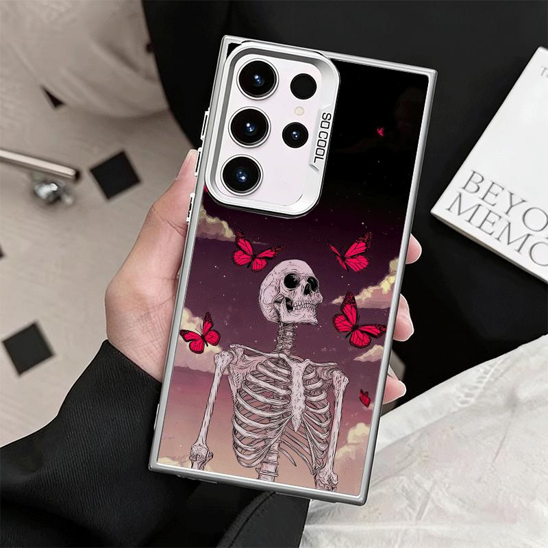 Floral Skull Flower Skeleton Shockproof Phone Case for Samsung Galaxy S26 Edge S25 Ultra S24 FE S23 Plus S21 Cover Anti Fall Fun