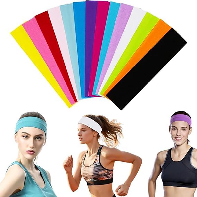 5/10Pcs Elastic Sports Headbands Solid Color Hairbands Fashion Sweatbands For Fitness Yoga Running Cycling