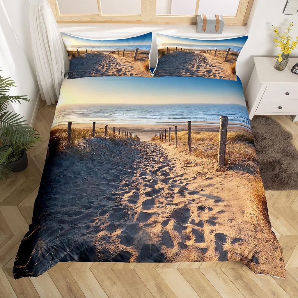 Zen Duvet Cover Set Sandy Beach Meditation Bedding Set Zen Stones Comforter Cover Tranquil Nature Artwork Quilt Cover Full Size