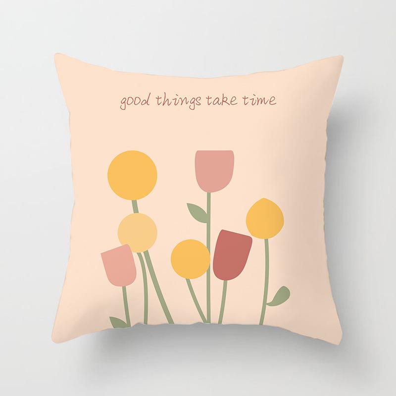 Nordic Ins Style Small Fresh Pillowcase Abstract Plant Flower Scenery Sunset Car Sofa Cushion Cushion Cover