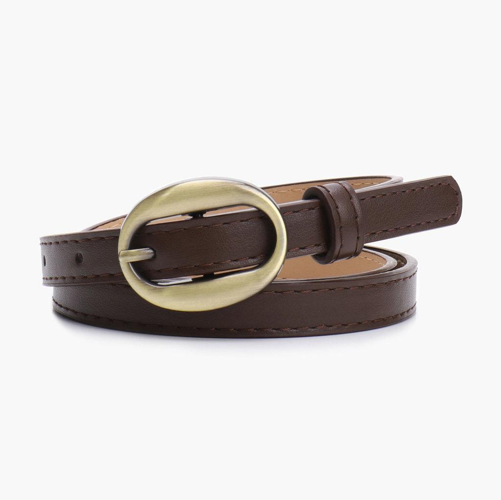 Retro Narrow Pu Leather Belt For Women Slim Waist Accessory With Alloy Buckle For Chic Outfits