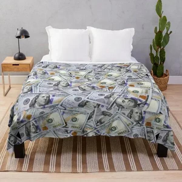 Dollar Geldschein Muster Flanelldecke Superweich Warm Leichtgewicht Königin-Größe für Bett Sofa Couch Decke für Teenager