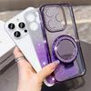 KEYSION Luxury Glitter Jewelled Magnetic Phone Case for TECNO Spark Go 2023 20 20C Pop 8 Makeup Mirror Stand Shockproof Cover