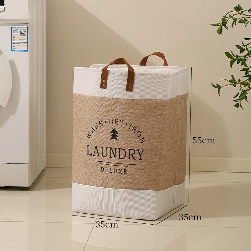 Home dirty clothes basket foldable imitation linen dirty clothes storage basket printed image two handed clothes basket
