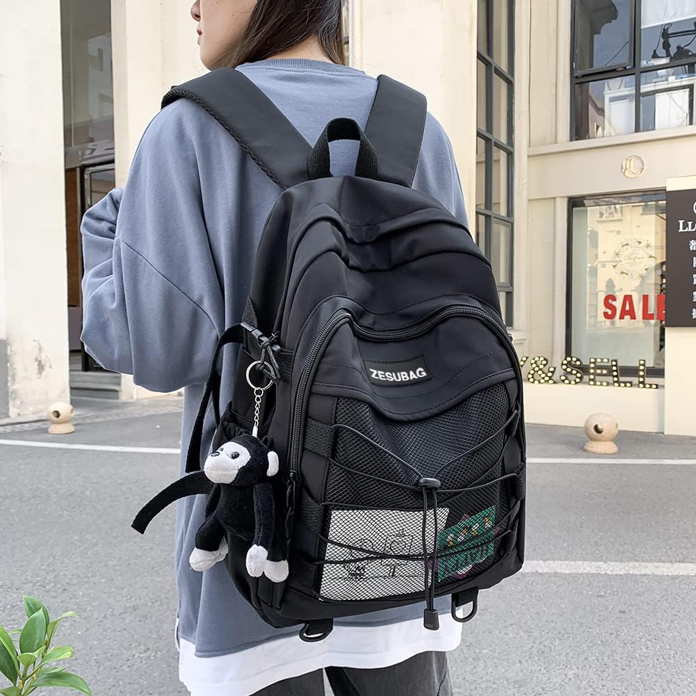 ZESU Korean Backpack for Large Town Popular for and High School Black Women, Capacity, Backpack, Women, Commuting, School, Students, Unisex, Student,