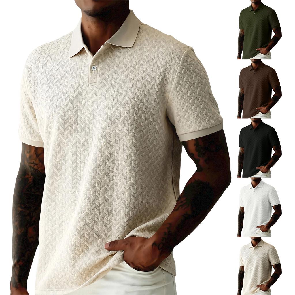 Men Short Sleeve Polo Shirt Knit Casual Athletic Fit Lightweight Soft Fabric Classic Collar Design