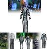 Snygg Beetlejuice Cosplay-dräkt med gröna, svarta och vita ränder Mjukt tyg