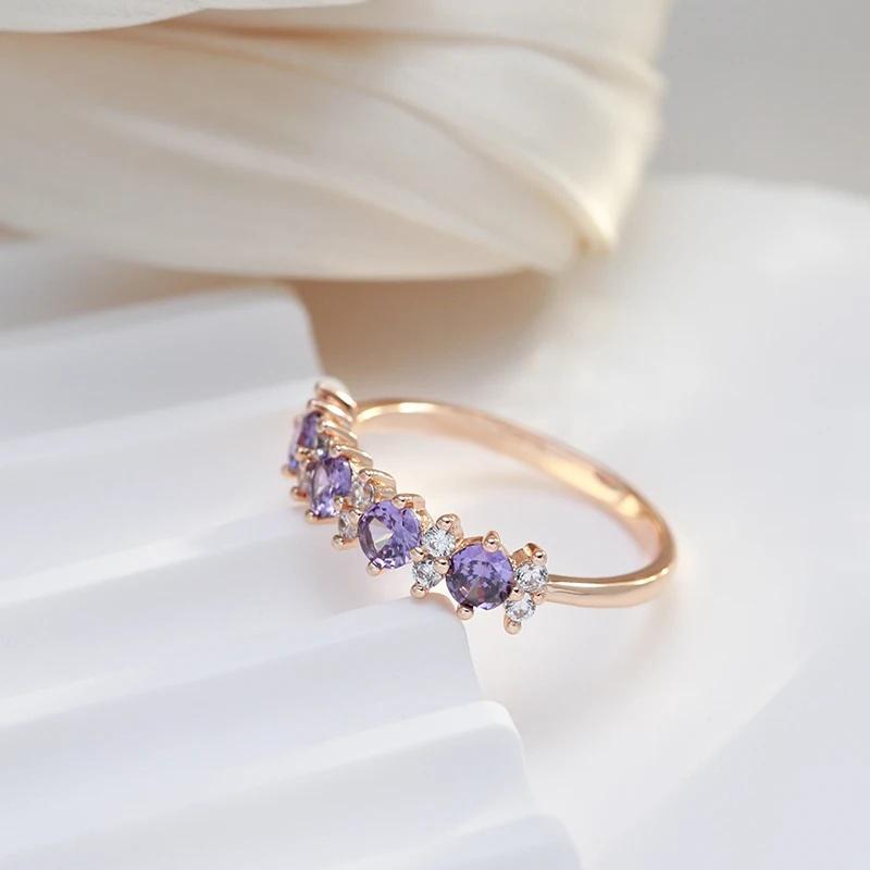 Vintage Purple Zircon Rings for Women Gold Color Wedding Party Jewelry Gift