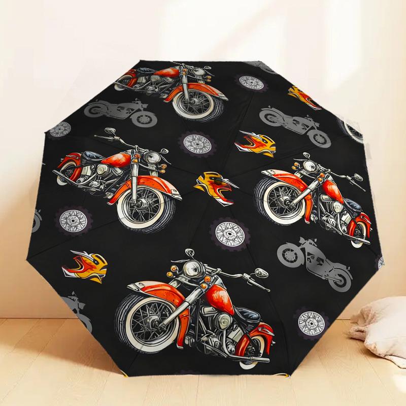 

1pc Motorcycle Flames Pattern Umbrella Design Automatic Opening and Closing Umbrella, High-quality Travel Umbrella, c1128247