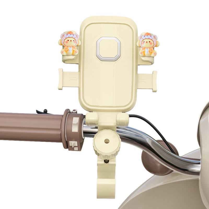 Elektrofahrrad mit niedlicher Cartoon-Handyhalterung und stoßfestem Navigationshaken.